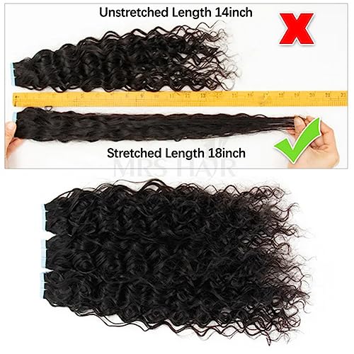 Kiss darling Tape in Hair Extensions Water Wave Real Human Hair Skin Weft Tape in Extensions for Women 30inch 40pcs 100g Natural Black Wet & Wavy Curly Real Human Hair Tap Ins Extensions