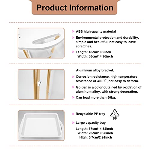 Beauty Salon Trolley Spa Styling Pedestal Rolling Cart Two Shelf ABS Aluminum Elitzia ETTROLLEY5 (Gold cart)