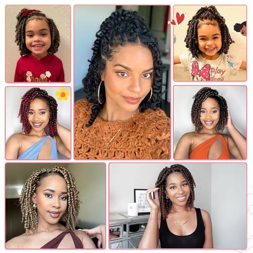 Fulcrum Passion Twist Hair 8 Inch, 8 Packs Passion Twist Crochet Hair for Black Women, Prelooped Crochet Twist Hair with Curly Ends (8Inch, Tgray#)
