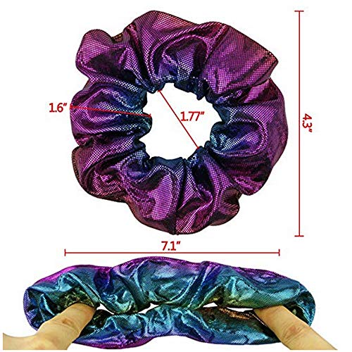 Shiny Scrunchies Metallic Tone Hair Bands Elastic Hair Ties Set Glitter Ponytail Holder Soft Scrunchy for Women(6 Pack Hair Scrunchies)