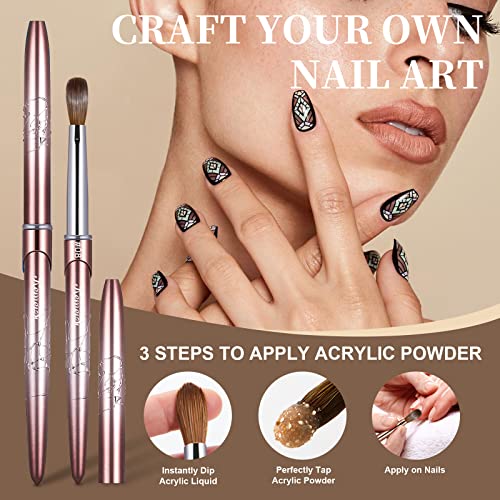 Acrylic Nail Brush Size 8,KEMEISI 100% Pure Kolinsky Nail Art Brushes Sturdy Handle Oval Shaped Acrylic Powder Nail Design Tools for Professional Manicure DIY Home Salon (Brown Gradient)