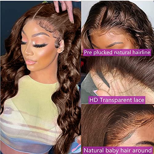 MISSJAY Chocolate Brown Lace Front Wig 20 Inch 13x6 Hd Lace Front Wigs Human Hair Body Wave Lace Front Wigs Human Hair 180 Density Human Hair Wigs