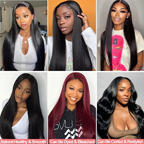 Straight Bundles Human Hair 26 28 30 Inch 3 Bundles 100% Unprocessed Brazilian Virgin Human Hair Straight Weave Bundles Natural Color