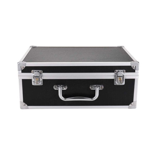 Kit Box Case,Machine Case 12.6" x 9.5" x 5.1" W/Lock Makeup Carrying Bag Storage Case Organize with Clasp,Aluminum Alloy with Sponge for Equipment Cosmetic Makeup Tools (black)