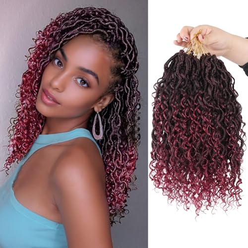 Goddess locs crochet hair, 9 packs soft boho faux locs with curly ends bohemian crochet dreads for black women(14Inch,#Tbug)