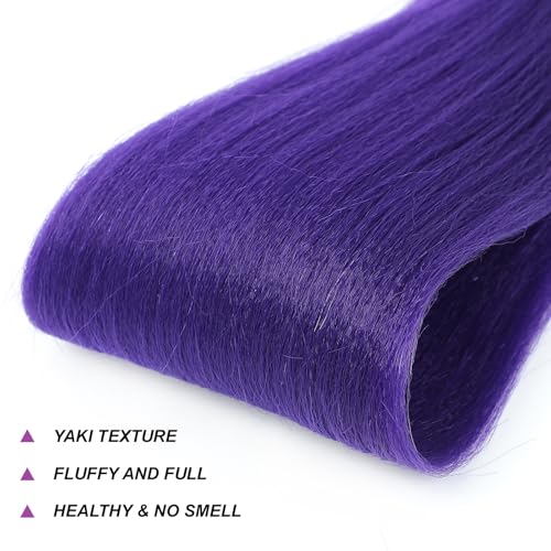 4Packs Long Purple Hair Extensions Pre Stretched Synthetic Braiding hair Extensions for Braids purple Braiding Hair for Stage Party Halloween Cosplay Costume Wigs (Purple, 24 Inch (Packs of 4))