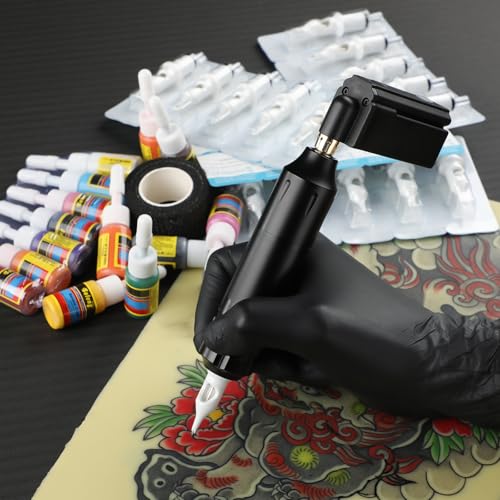 Solong Tattoo Kit-Tattoo Pen Kit Rotary Gun Machine Pen RCA with Wireless Battery 20Pcs Cartridge Mixed Needles Power Supply SLP1KIT02D-1-US