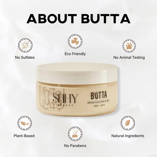 SHHY BEAUTY Butta Moisturizing Body Butter, Whipped Body Butter with Natural Shea, Natural Body Lotion for Body Glow, Deep Moisturizer and Body Care Lotion