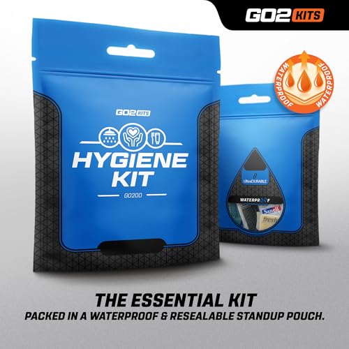 Ultimate Travel Toiletry & PPE Kit, Hygiene Kit with Shaving Supplies & PPE for Travel, Business & Charity with Reusable Toothbrush, Bath Soap & Other Essential Toiletries, 5-Pack (GO200)