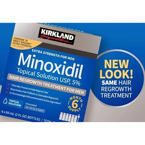 Kirkland Minoxidil 5% for Men, Topical Solution Extra Strength Hair Regrowth Treatment, 6 Months Supply, Total 12 Fl Oz, Dropper Applicator, Exclusive 2 MicroFiber Cleaning Cloths and Comb Included