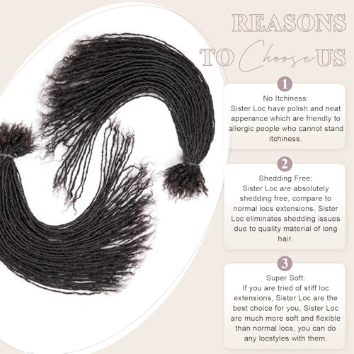 Originea Micro Locs Extesnions Human Hair 0.1cm Thickness Sisterlocks Curly Tips, Full Handmade Interlocking Permanent Soft Dreadlock Extensions Natural Looking Locs(1B# 0.1cm, 8 Inch 200 Strands)