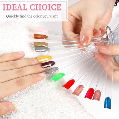 BQAN 100 Pcs Nail Swatch Sticks with Ring, Nails Art Display/Nail Practice Sticks for Home or Salon Use, 2 Pack Number Stickers