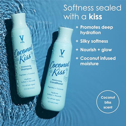 V&CO. Beauty Moisturizing Conditioner 12 Oz. - Sulfate Free, Color Safe, and Gentle Formula with Peptide Technology Boosting Hydration for Dry, and Color Treated Hair