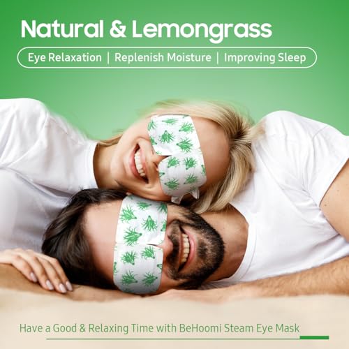 Steam Eye Mask, 10 Packs Heated Eye Mask, Self Heating Disposable SPA Warm Compress for Eyes Sleep Mask, Travel Essentials & Relaxation Gifts, Stocking Stuffers (Lemongrass Scent)