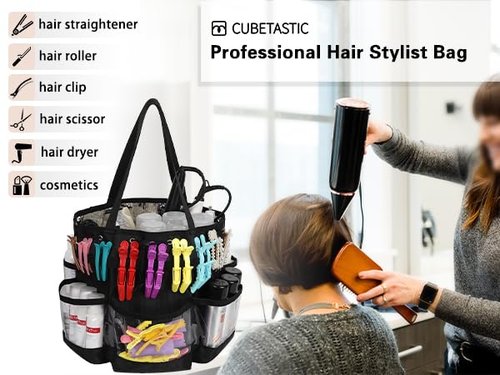 CUBETASTIC 2-Piece Hairstylist Travel Bag Set: Large Capacity, Heat Resistant, Professional Makeup & Waterproof Shower Bag