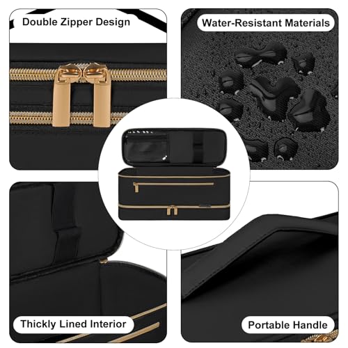 Travel Carrying Case for Shark Flex Style, Double Layer Storage Case For Shark Flexstyle, Portable Storage Organizer Soft Bag for Shark Flexstyle and Attachments, Black Gold (Only Bag)