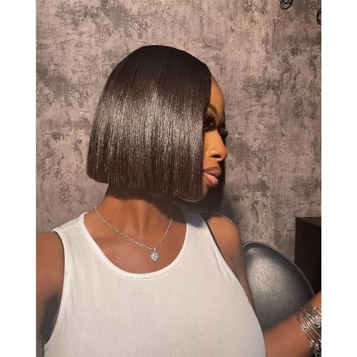 2X6 Deep Parting SKINLIKE Real HD Human Hair Short Bob Wigs Pre Plukced 0.10mm Ultra-thin Invisible Swiss HD Lace Closure Single Knot Undetectable Melted Lace Closure Wigs 180% Density 14Inch