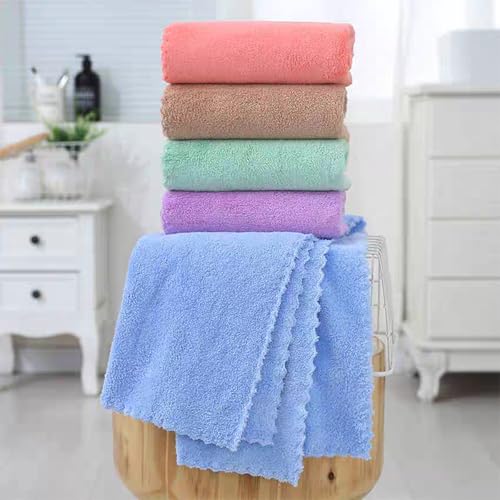 Premium Coral velvet Washcloths Set-5 Pack, Ultra Soft & Highly Absorbent Face Towels for Bath, Spa & Gym, Soft Feel Fingertip Towels Quick Drying Microfiber Hand Towel 29.5¡± x 13.8¡±Large Wash Cloths.
