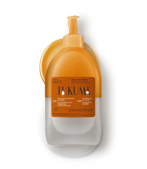 natura – Tukumã Hyaluronic Acid Boosting Biphase Shower Oil Refill - Replenishing in-Shower or Bath Body Oil - Anti-Signs of Aging - Skin Moisturizer - Brazilian Beauty Secrets - 6.7 fl oz (200ml)