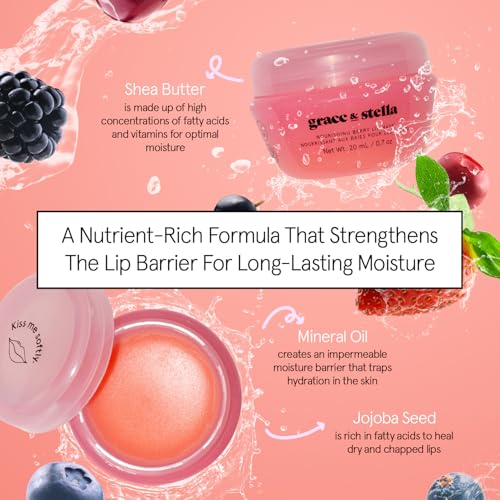 grace & stella Award Winning Lip Butter - Lip Balm Hydrating - Nourishing Lip Mask (3-pack) Airplane Travel Essentials, Beach Vacation and Purse Essentials - Lip Moisturizer for Dry Lips - Vegan