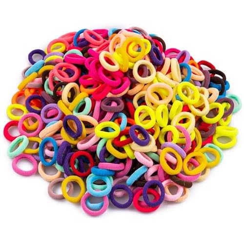 350 PCS Multicolor Cotton Hair Ties ? Small Baby Hair Elastics for Kids and Girls, No Crease Finger Ponytail Holders (20 Colors)