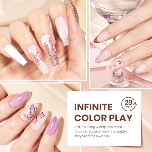 beetles Fall Gel Polish Set, 12 Colors Brown Purple Blue Gel Polish Glitter Neutral Autumn Nails Design Soak off Uv Led Lamp Needed Soft Pulse Nail Art Design Gifts for Women