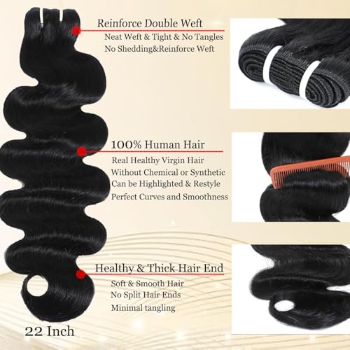 26 28 30 Inch 12A Body Wave Bundles Human Hair Human Hair Bundle 100% Unprocessed Brazilian Virgin Hair 3 Bundles weave for Black Women Natural Color