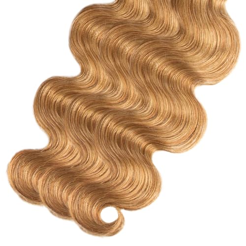 #27 Honey Blonde Bundles Human Hair Body Wave Bundles 34 34 34 Inch Unprocessed Brazilian Virgin Remy Hair 3 Bundle Blonde Body Wave Human Hair Extensions for Women 50 Gram Per Bundle