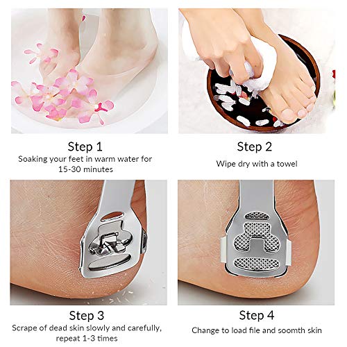 Codream Pedicure Callus Shaver Foot File Care Hard Skin Remover Callus Shaver Sets with Case, Foot File Heads & 10 Replacement Blade
