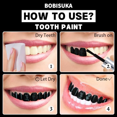 BOBISUKA Black Tooth Paint, Professional Black Out Teeth Makeup Solution - Safe, Quick Dry & Realistic, Perfect for Cosplay, Halloween Makeup, Theater, and Special Effects (5 ml)