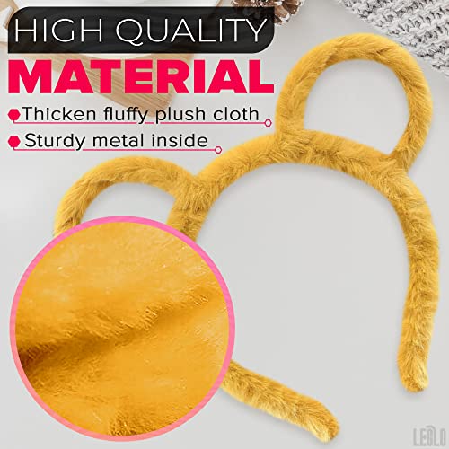 Chipmunk Ears Headband - Yellow Bear Ears Headband - Halloween Costumes | Lightweight Non-Slip Plush Hair Accessory for Skincare, Spa, Party, Events | For your Halloween, Holiday, or Casual Look