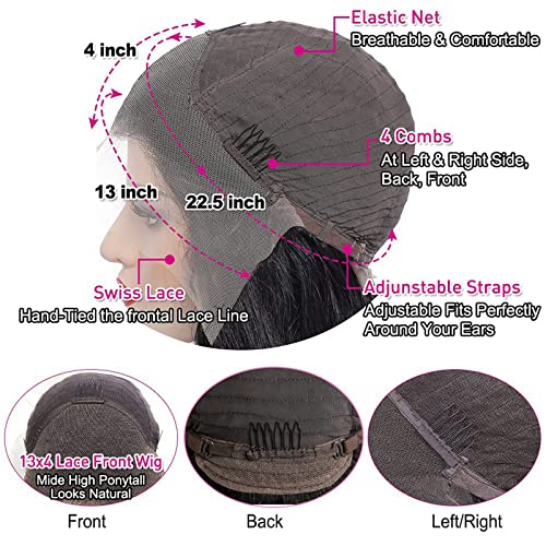 Lemoda Outlet Deals 13x4 Straight Lace Front Wigs Human Hair 180% Density 13x4 HD Transparent Lace Frontal Wig Pre Plucked 14A Brazilian Virgin Human Hair Wigs for Women 30 Inch