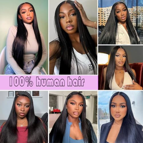 Straight Human Hair Bundles,Brazilian Virgin Human Hair Bundles Straight,100% Unprocessed Raw Human Hair Straight Bundles 18 Inch, No shedding No Tangle Double Strong Weft Natural Color