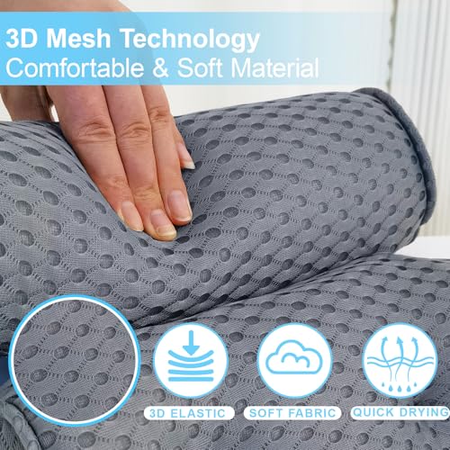 AEROiVi Luxury Bath Pillows for Tub£¬Bath Pillow Bathtub Pillows for Head and Neck Support Bath Cushion Made from Soft Spacer Mesh Material with Suction Cups,Gray