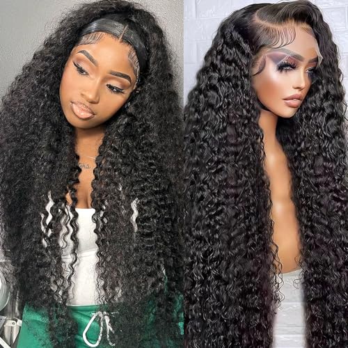 34 Inch Deep Wave Lace Front Wigs Human Hair 13x6 Lace Front Wigs Human Hair Pre Plucked Wigs Human Hair for Women Loose Deep Wave Lace with Baby Hairline