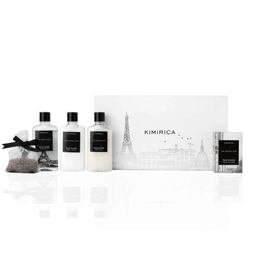 Kimirica The french Note Luxuriously Crafted Gift Set For Women and Men Pampering Kit for Birthday's & All Special Occasions Majestic fragrance of French Lavender 5 Piece Gift Set 100% Vegan