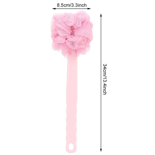 Shower Bath Brush with & Mesh Sponge, Back Scrubber with Curved Long Handle for Skin Exfoliating Bath Body Massage for Men and Women