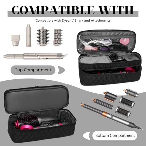 Double-Layer Travel Carrying Case Compatible with Revlon One-Step Hair Dryer Brush/Volumizer/Styler/Shark FlexStyle Attachment Portable Storage Organizer Bag Hair Tools Travel Bag