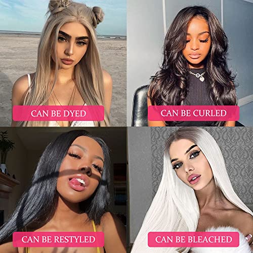 Straight Human Hair Lace Front Wigs 13x4 HD Lace Front Wig Glueless Lace Front Wigs Human Hair Pre Plucked With For Woman With Baby Hair Hairline 150% Density Lace Front Wigs Brazilian Virgin Human Hair Wigs With Natural Black Hair£¨24 Inch)