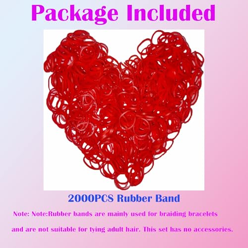 2000 Rubber Band Mini, Red Loom Bands.