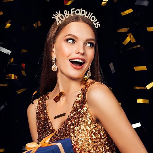 Birthday Headbands for Women Gold Birthday Crown and Tiara Gift Sweet 16 21st Dirty 30 40th 50th 60th Birthday Decoration