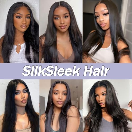 Straight Hair Bundles - 20 22 24 Inch | 100% Unprocessed Brazilian Virgin Human Hair | 3-Pack Quick Weave Bundles with Glossy Finish for Women