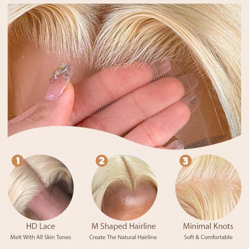613 Lace Front Wig Human Hair 28 Inch Blonde Wig Human Hair Pre Plucked 180 Density 13x6 Straight HD Lace Frontal Wig Natural Hairline