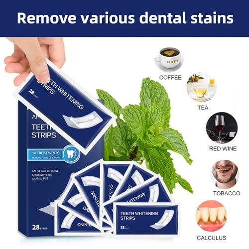 Teeth Whitening Strips,Enamel Safe, 28 Strips for Sensitive Teeth,Professional and Natural Teeth Whitening Kit,14 Treatments