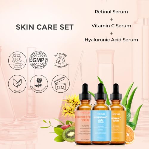 Facial Skin Care Set? Retinol Serum, Vitamin C & Hyaluronic Acid for Face ? Anti Aging Face Serum Set for Women ? Firm, Wrinkle Smoothing, Dark Spot Corrector, Brighten Dullness