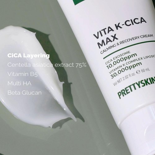 PRETTYSKIN Cica Exosome Soothing Cream with 75% Centella Asiatica Extract, Vitamin K Complex, and Hyaluronic Acid – Gentle Hydration for Sensitive Skin (2.02 fl.oz / 60ml)