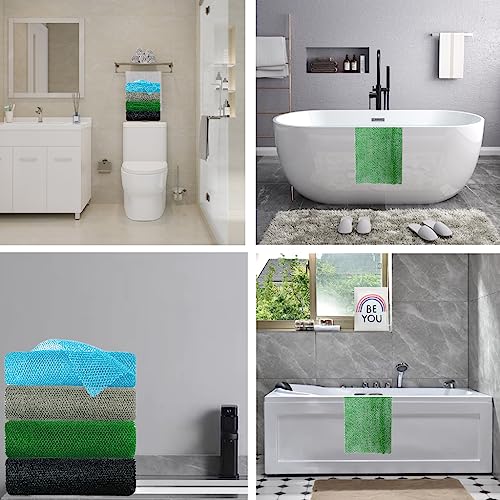 African Exfoliating Net, African Net Sponge, Nylon African Bathing Sponge Net, African Net Long Net Bath Sponge Shower Body Scrubber Back Scrubber Skin Smoother ((Black,White,Blue,Emerald Green))