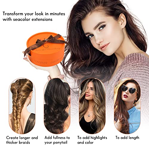 SEACOLOR Stock Clearance Special: Grab Your 20 Inch, 150g Balayage Chocolate Brown Mixed with Caramel Blonde Remy Clip-In Hair Extensions, 100% real Human Hair #T4/27/4 Chocolate Brown Highlight