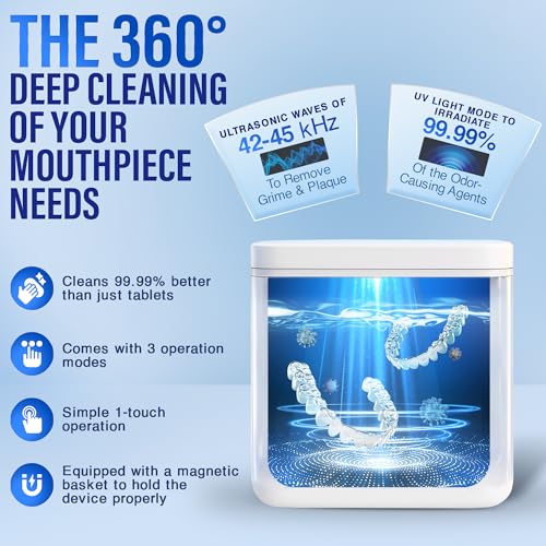 GuruNanda Retainer Cleaner Set ? Ultrasonic & UV Cleaning Pod & Aligner Cleaning Foam, Deep Clean & Odor Neutralization for Retainers, Aligners, Dentures & Mouthguards