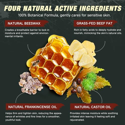 2 Pcak Beef Tallow Cream with Castor Oil and Frankincense, 100% Grass-Fed Tallow for Skin Care, Face & Body Moisturizer for Skin, Sensitive Skin & Dry Skin Age Defying, Eczema All-Purpose Balm